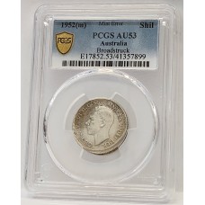 AUSTRALIA 1952 . ONE 1 SHILLING . ERROR . BROADSTRUCK